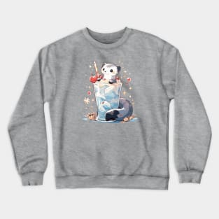 A ferret enjoying a frosty Crewneck Sweatshirt